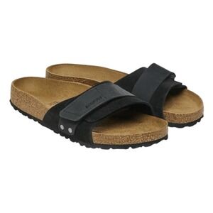 Birkenstock Oita Black Suede Leather Sandal Slip On 41 Narrow